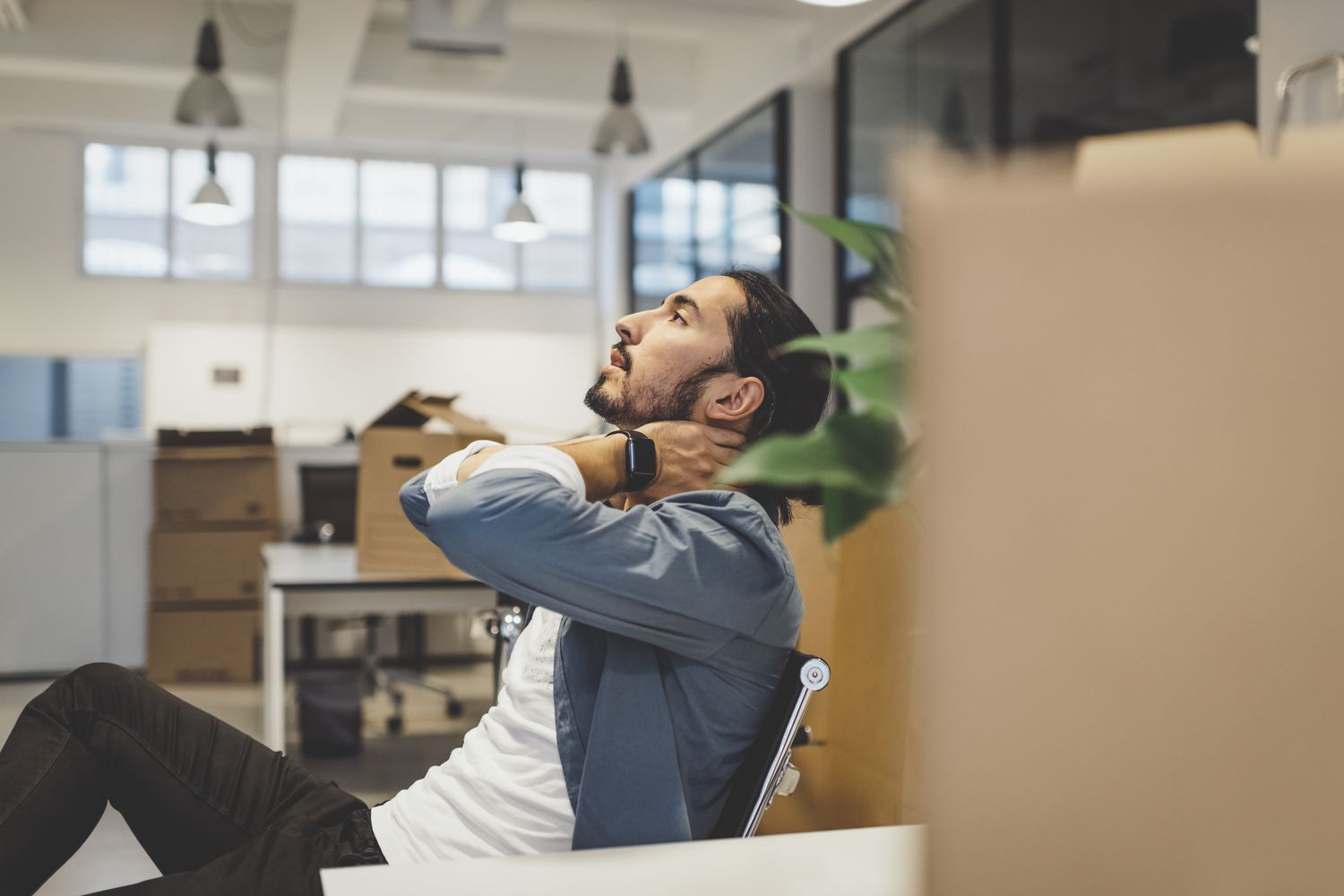 young businessman stressed while sitting in the office